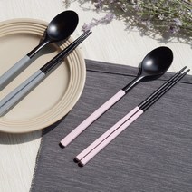 국내제작 오리지널 옻칠 부부 수저, 핑크, 그레이, 숟가락 + 젓가락 + 선물 패키지, 1세트