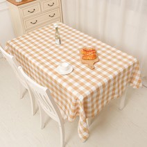 알럽홈 컬러체크 웨이브 정사각형 식탁보, 카멜, 180 x 180 cm