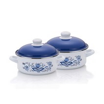 ELO 쯔벨 낮은형 인덕션 법랑냄비 세트 2개, 혼합색상, 양수냄비 20cm + 24cm