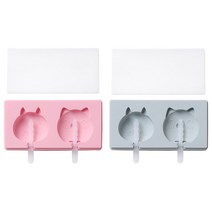 캐릭터 고양이 실리콘스틱몰드 2종 세트, 블루, 핑크, 1세트