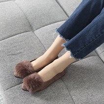 벨라노이 리얼토끼털 기모안감 스웨이드 겨울 플랫슈즈 1cm