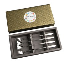 엔젤하트 롱티스푼 2p + 롱포크 2p 생신답례품K, 6세트, 롱티스푼 + 롱포크 + 스티커 + 선물포장