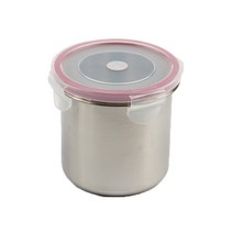 온리원 스테인리스 밀폐 용기 원형 4호 1000ml, 1개, 뚜껑 + 용기