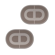 타원 실리콘 컵받침 라인 프린팅 2p, 코코아브라운