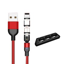코끼리리빙 3 in 1 마그네틱 고속충전 케이블 3m PYA-1210, 레드, 1개