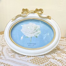 고급 골드리본 화이트 타원형 탁상액자