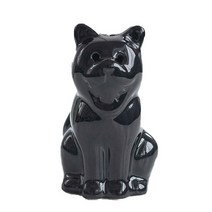 윈윈컴퍼니 YT_RC235 세라믹 앉은 고양이 이쑤시개통, 블랙, 1개