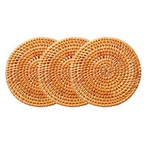 살림의 기술 라탄 컵받침 티코스터 3p, 우드