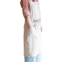 STAYENOUGH 린넨 앞치마, 베이지, 1개