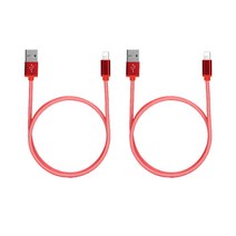 코쿼드 아이폰 8핀 고속충전 숏케이블 짧은 USB 2p, 20cm, 레드