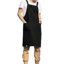 앞트임 바리스타 앞치마 72 x 82 cm, 블랙, 1개