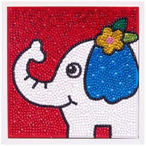액자포함 어린이 DIY 캔버스형 보석십자수 세트 코끼리, 혼합색상, 1세트
