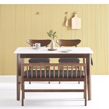 보니애가구 노블리 포셀린 통12T 세라믹식탁세트 4인용, 월넛 등받이벤치형