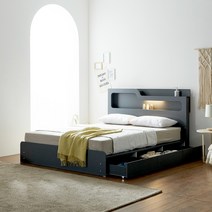 우나 LED 3서랍 + 멀티수납 침대 + 독립 매트리스 CSM201 방문설치, 그레이