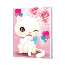 보석십자수 어린이 DIY 캔버스형 비즈공예 세트 25 x 30 cm, 고양이5, 1세트