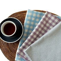 레트로 린넨 키친크로스 3종 세트, 깅엄 블루체크, 깅엄 퍼플체크, 모던그레이, 1세트