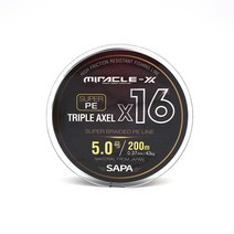 싸파 트리플악셀 16합사 라인 원줄 낚시줄 200m, 블랙