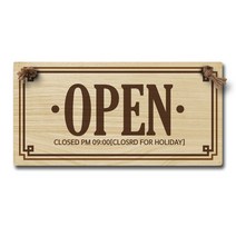 레트로 양면 우드 안내판 WOC-037, 1개, OPEN/CLOSED