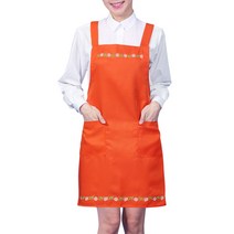 꽃자수 앞치마 AE03, 오렌지, 1개