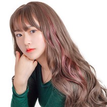 가발위드 단색 웨이브 컬러 포인트 피스 5p + 트윙클 붙임머리 세트, 애쉬핑크(컬러피스), 랜덤발송(붙임머리), 1세트