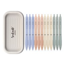 자바펜 제트라인 비즈 빈티지 볼펜 0.5mm 4종 x 3p + 소울메이트 펜트레이 세트, 블루, 올리브, 피치, 옐로우(볼펜), 베이지(펜트레이), 1세트