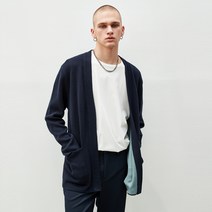 이지오 이중지 배색 오픈 가디건 D5KC005