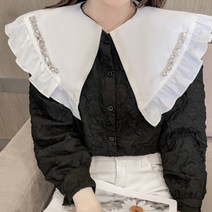 페이퍼먼츠 크리스탈 빅플레어 카라 블라우스 00705