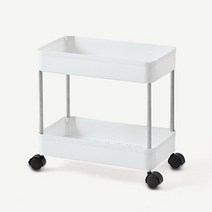 모던 바퀴 달린 수납장 2단 대형 01, 화이트