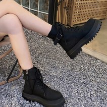 여성용 라푸볼 키높이 레이스업 워커 부츠