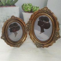 라볼페 골드 프레임 레트로 타원형 액자 복고풍 고대 미술 4x6