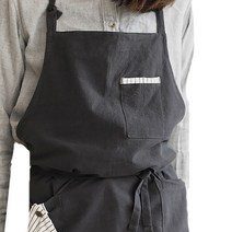 유로와 여성용 감성 주방 코튼 면 레스토랑 작업 원예 앞치마 URO106, 그레이, 1개