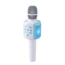 엑토 LED 휴대용 무선 블루투스 노래방 마이크 블루, MICS-08