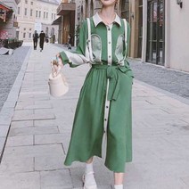 아뗄릭 유니크 빈티지 내추럴핏 배색 원피스 00375