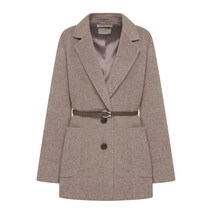 라인 여성용 핸드메이드 울 벨티드 자켓