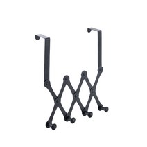 롤코 스테인레스 자바라 도어 훅 문 옷걸이 4구 40cm, 블랙, 1개