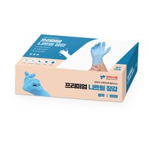 키친아트 프리미엄 니트릴 요리용 위생 장갑 블루 L, 1개, 100개