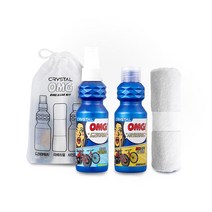 불스원 크리스탈 OMG 바이크 앤 카 세정 드라이워시 150ml + 흠집 제거 샤인 컴파운드 150ml + 극세사 융 + 전용 파우치 세트, 1세트