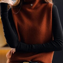 페이퍼먼츠 목폴라 부드러운 니트 베스트 조끼 00936