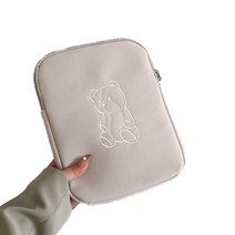 라인 드로잉 동물 캐릭터 파스텔 아이패드 맥북 노트북 파우치, 베이지