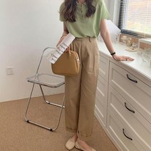 공블리 여성용 버튼 핀턱 코튼 팬츠 CSP1164