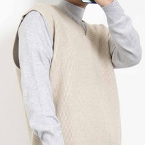 남성용 오버핏 세로줄 브이넥 캐주얼 니트 조끼