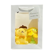 미니 산리오 인형 + 스마일꽃 + 쇼핑백 꽃다발 선물세트, 폼폼푸린(인형), 랜덤발송(스마일꽃)