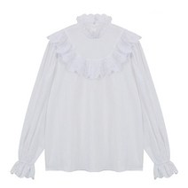 BNX 하이넥 셔링 퍼프 블라우스