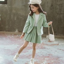 오렌지다몸 여아용 투버튼 자켓 + 주름치마 세트