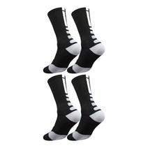 SNF 롱 길이 두꺼운 농구양말 2족 세트, 03 블랙화이트