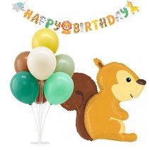 파티마트 풍선스탠드 은박풍선 가랜드 생일파티용품세트, 아기다람쥐(은박풍선), 랜덤발송(고무풍선), 1세트