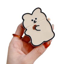 란데그 쿠키독 에어팟 1 / 2 세대 실리콘 케이스, 베이지
