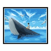 순잠 깜찍 모던 수채화 유채화 개릭터 그림그리기 DIY 세트 50 x 65 x 2.5 cm, 37 리얼리티 마린 돌핀