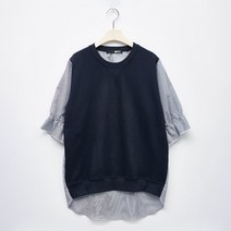 비엔엑스 스트라이프 배색 반팔 데일리 블라우스 BU1BL021L0