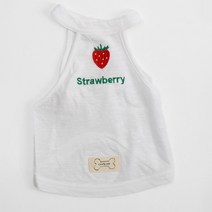 에이미러브즈펫 반려동물 후르츠 슬라브 홀터넥 나시 티셔츠, 딸기